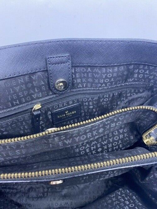 Kate Spade Multi Compartment Zip Middle Zip Black Leather Cross Body Bag