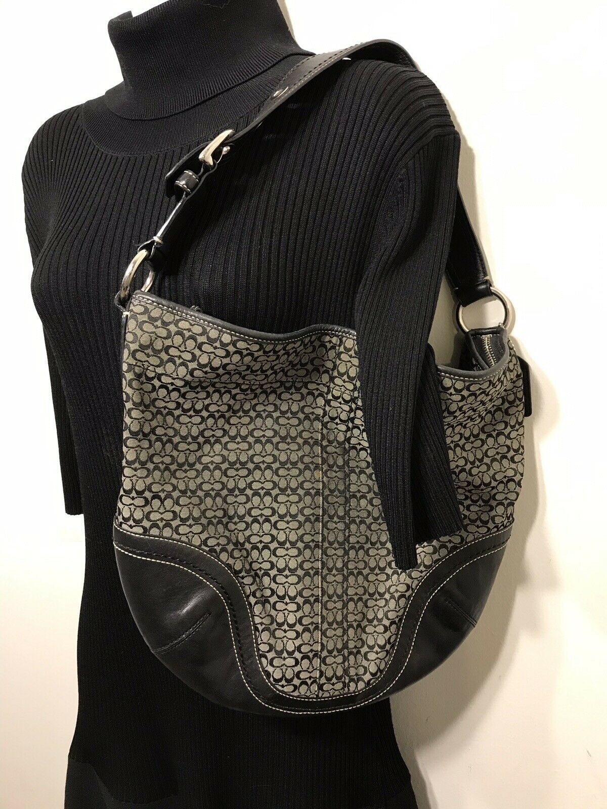 COACH All Over Logo hobo bag