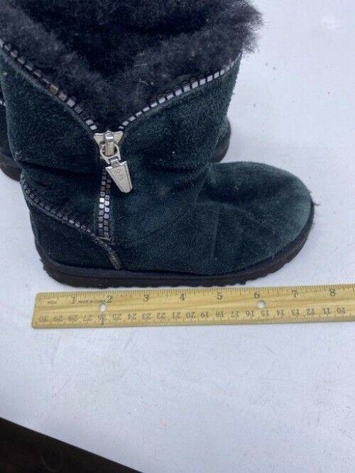 Ugg Australia Black Kids Zipper Accent Bootsbooties Size Us