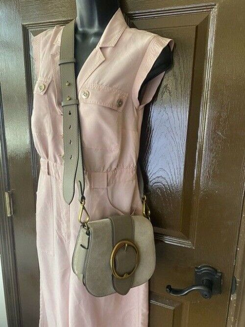 Polo Ralph Lauren Lennox Gray Suede Leather Cross Body Bag