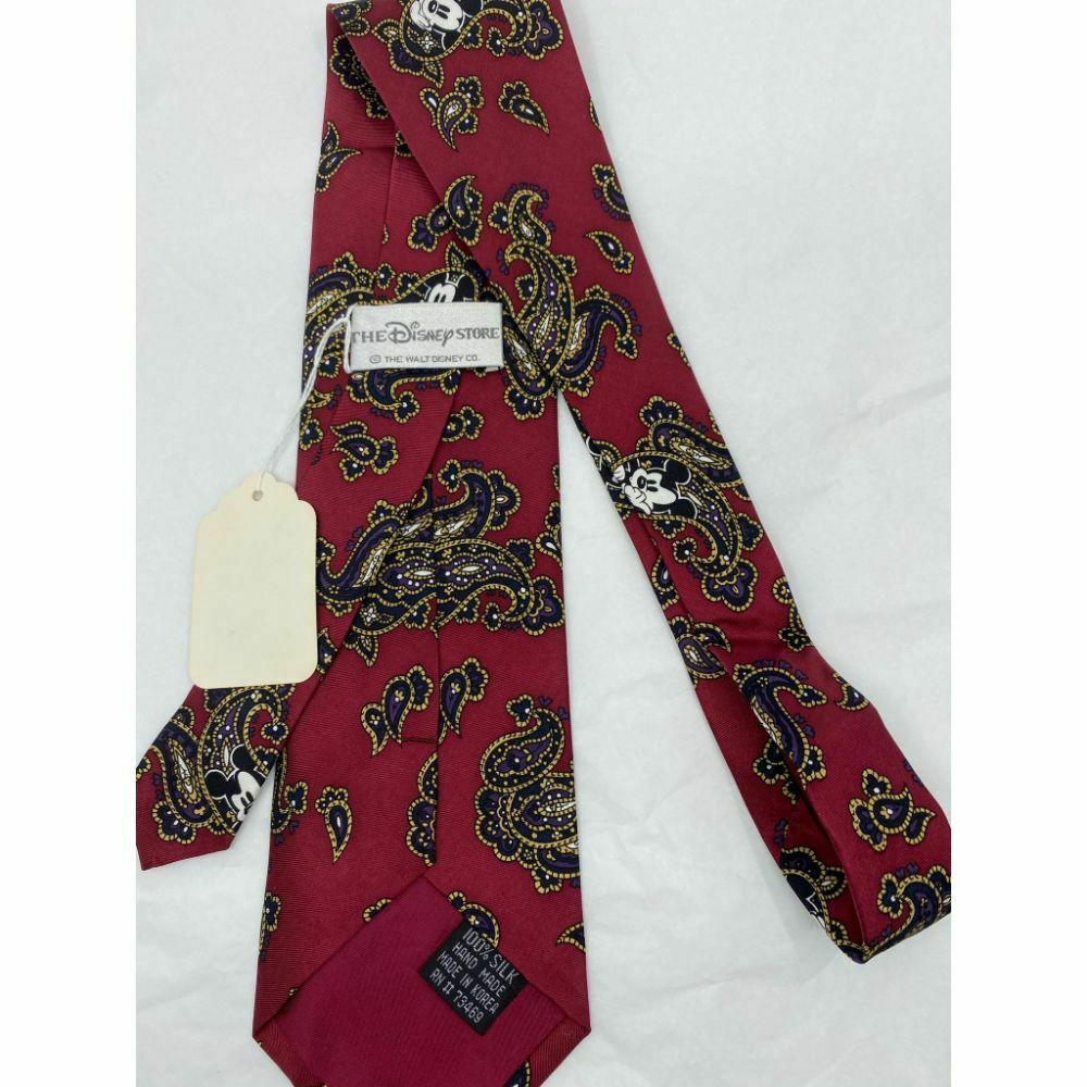 MICKEY MOUSE Disney Neck Tie Red Black Hand Made 100% Silk