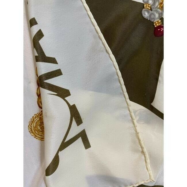 CHANEL Vintage Silk Ivory Scarf W/ iconic Chanel Lady design