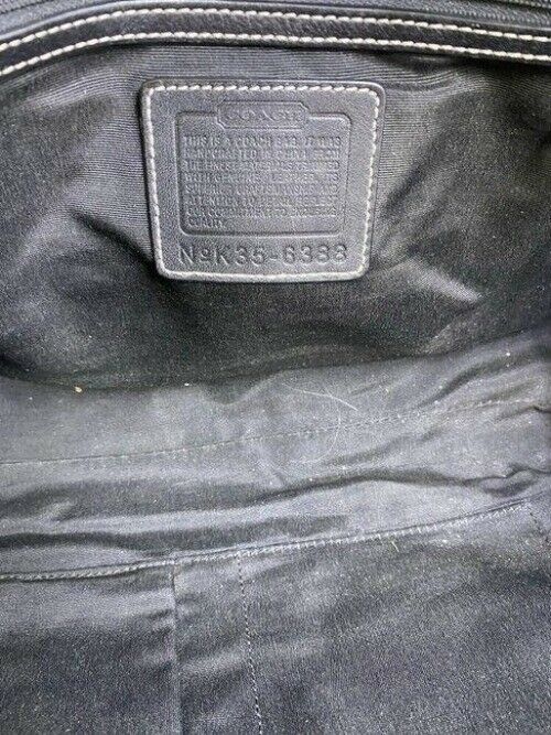 coach bag beige black fabric tote