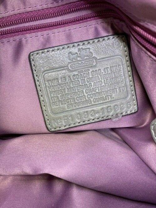 coach bag large silver gray fabric tote