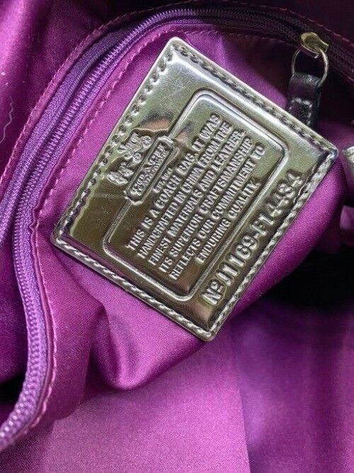 coach bag silver black fabric tote