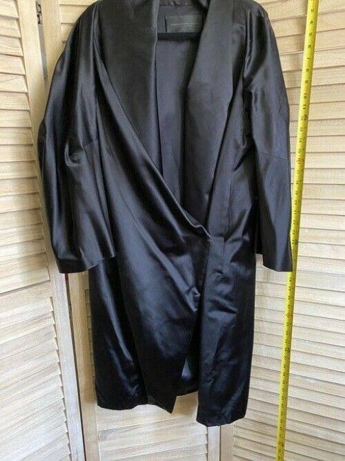 donna karan black new collection silk coat runway piece msrp