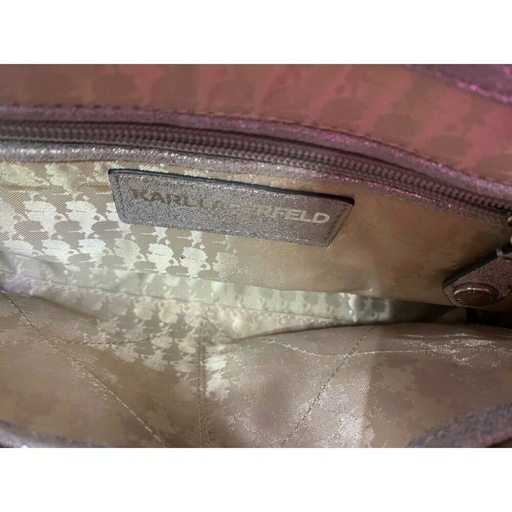 Karl Lagerfeld Gray Silver Leather Shoulder Bag
