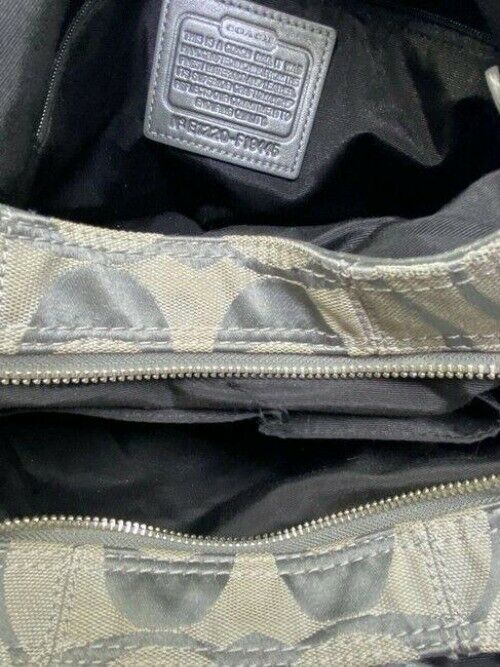 coach eddie tan olive jacquard fabric tote