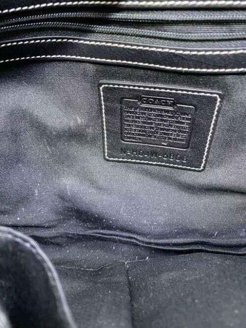 coach medium material black beige fabric shoulder bag