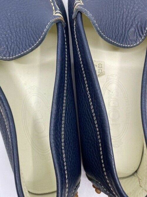 tod s navy leather classic loafers flats size us