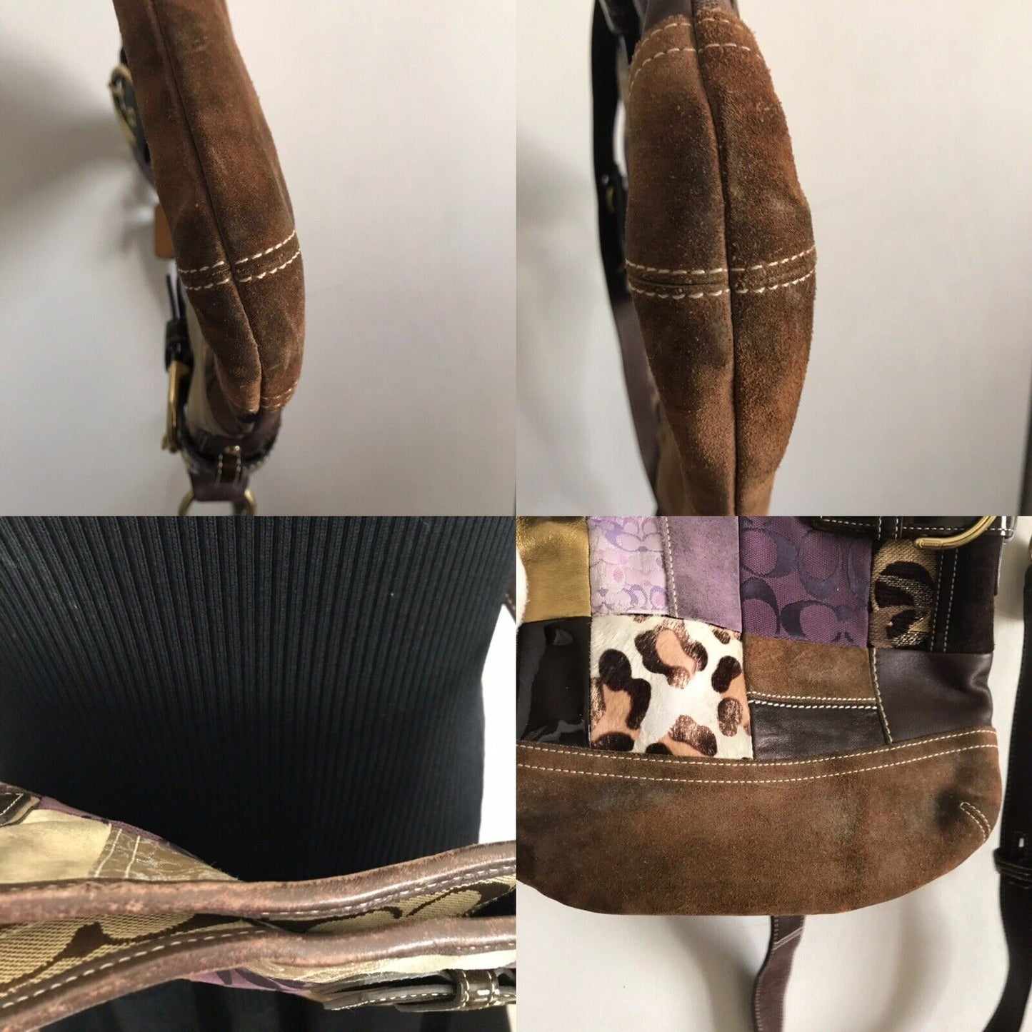 COACH Multi-fabric Patch Work Shoulder Bag