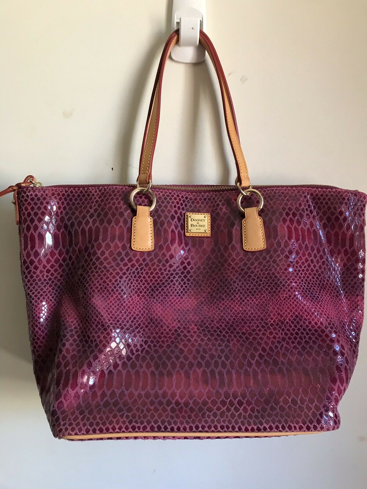 DOONEY & BOURKE XL Pink Snake Print Leather tote