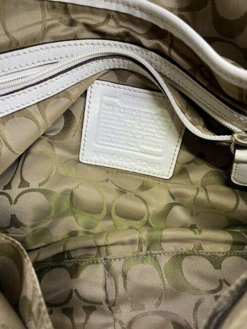 coach white brown leather shoulder bag
