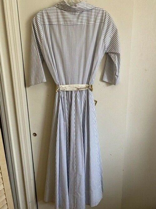 Kate Spade Blue White Nwot Collared Stripe Small Long Casual Maxi Dress