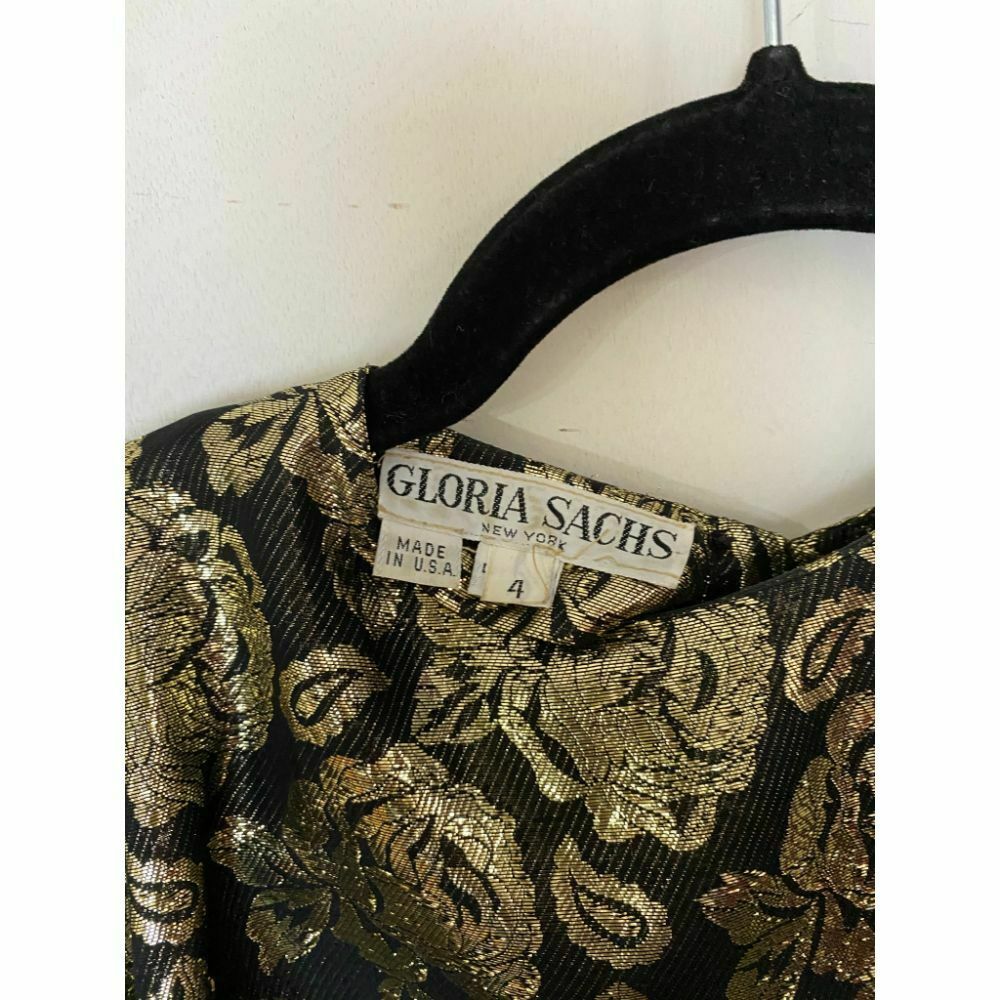GLORIA SACHS Vintage Gold Rose Top Size 4