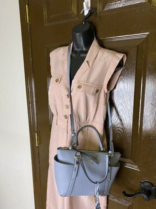 Michael Michael Kors Small Sullivan Convertible Top Zip Tote Blue Leather Cross
