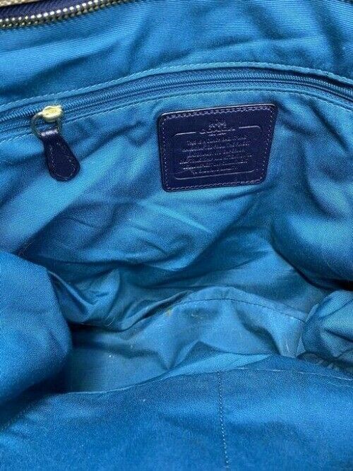 coach shopping beige navy coated canvas tote