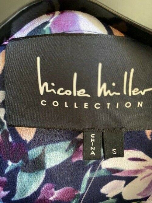Nicole Miller Pink Purple White Floral Small Msrp Blouse