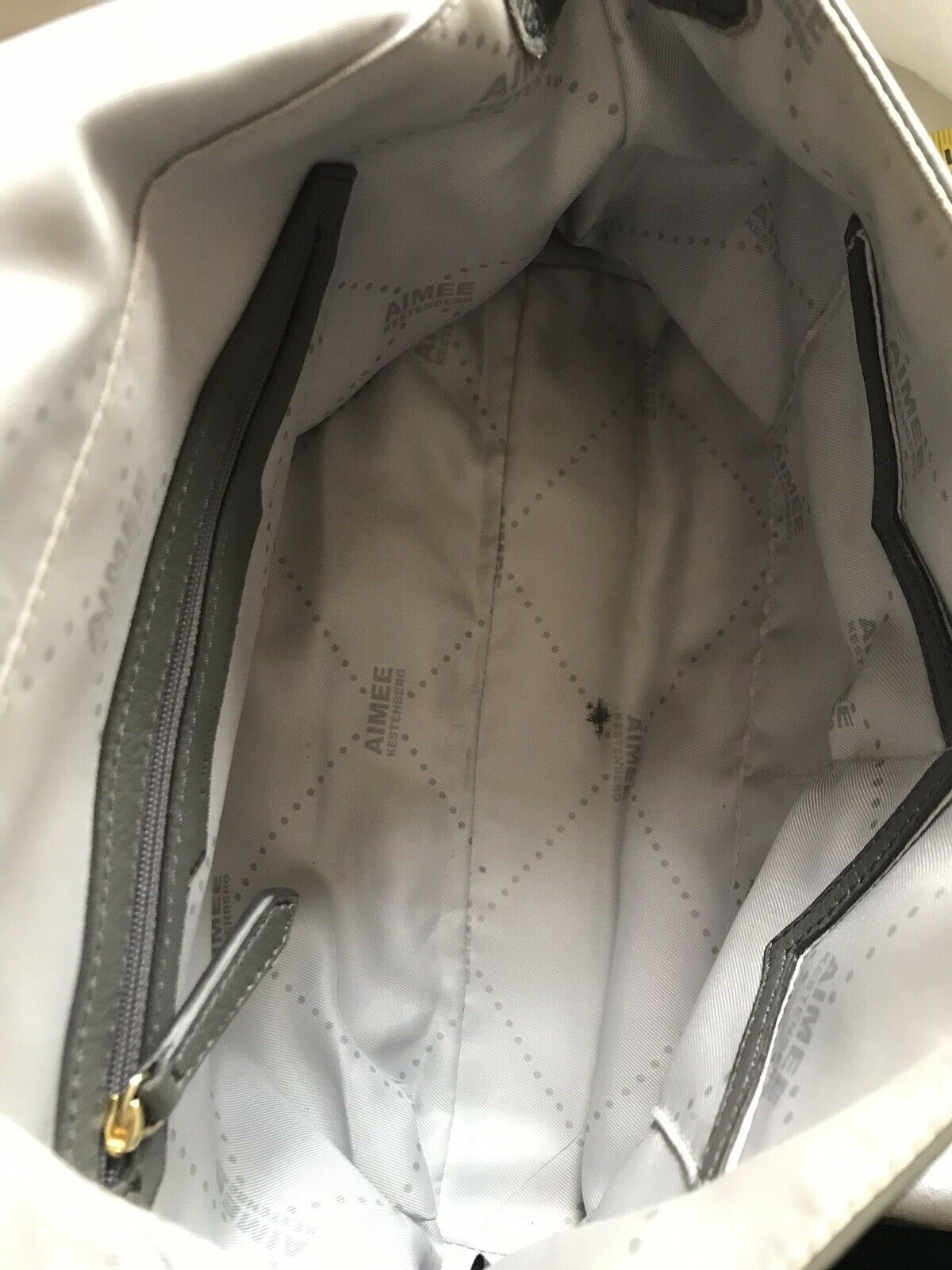 Aimee Kestenberg Medium Slate Leather Handbag With Gold Accents