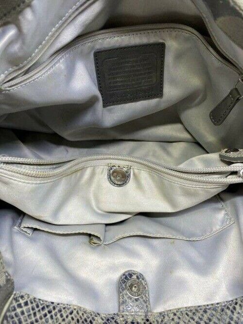 coach large snakeskin gray fabric shoulder bag