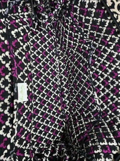 vera bradley bag quilted black purple white fabric tote