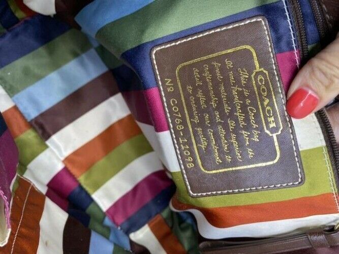 coach beige brown fabric shoulder bag