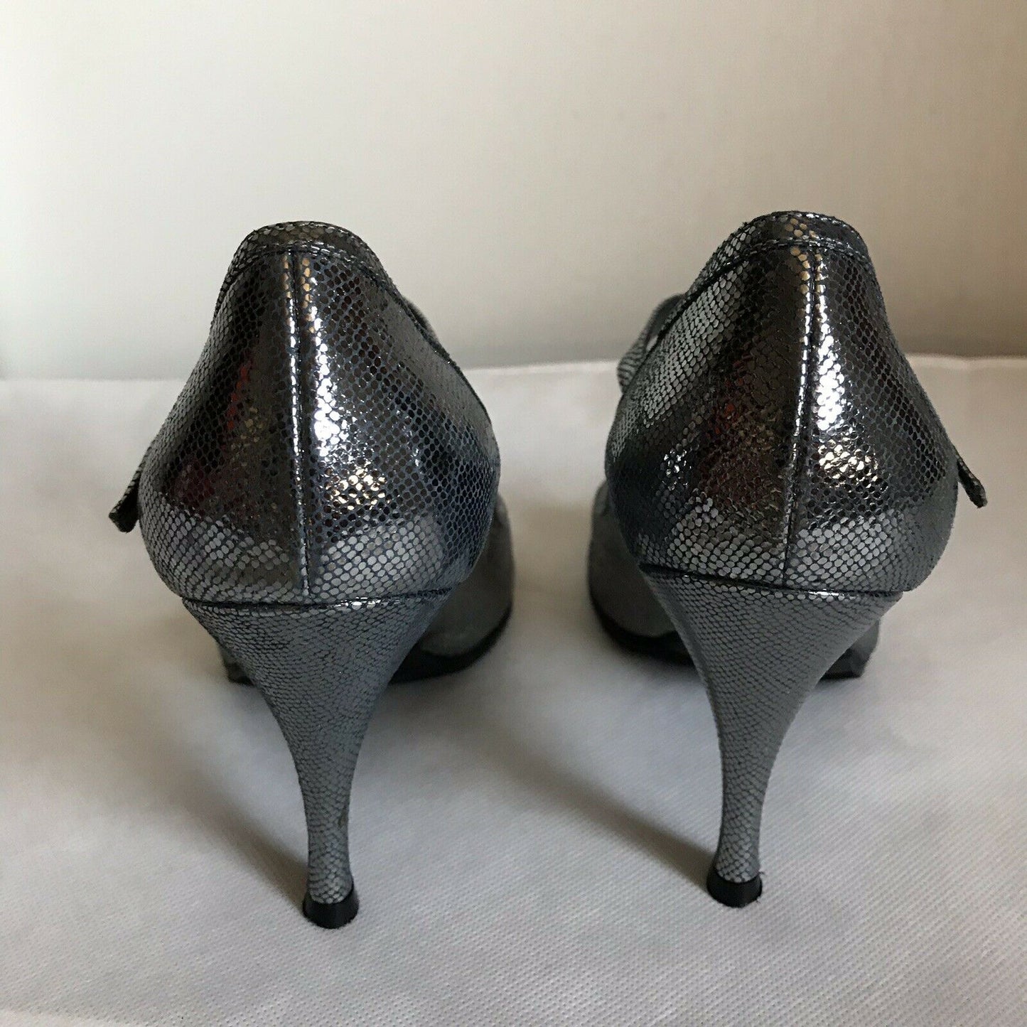 FENDI Pewter High Heel Peep Toe 37