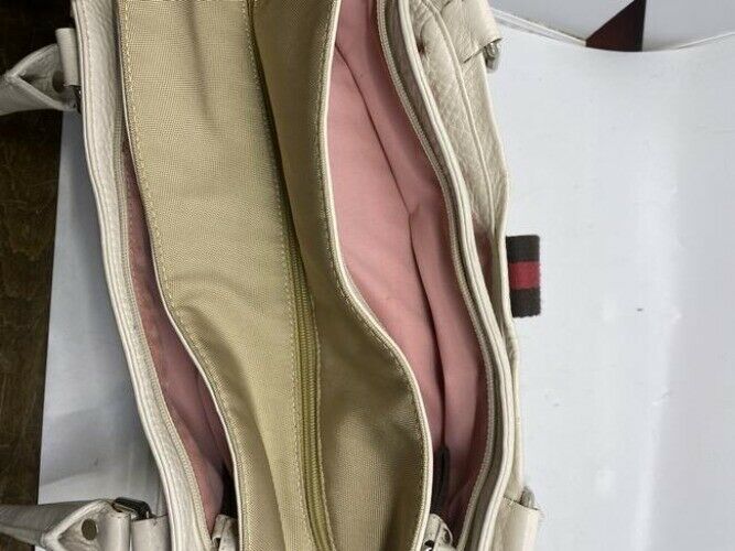 Cole Haan Courtney Vintage Roll Collection Beige Canvas Shoulder Bag