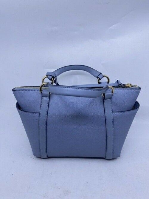 New Michael Kors Sullivan Small Convertible Top Zip Leather Tote blue gold  bag