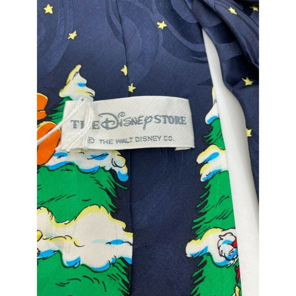 New! Winnie The Pooh Blue White Red Green Christmas Theme Neck Tie Msrp 35
