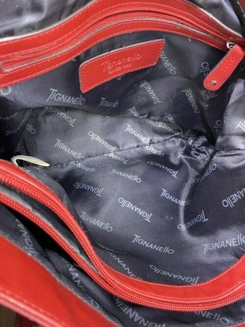 Tignanello Shoulder Bag Red Nylon Fabric Tote
