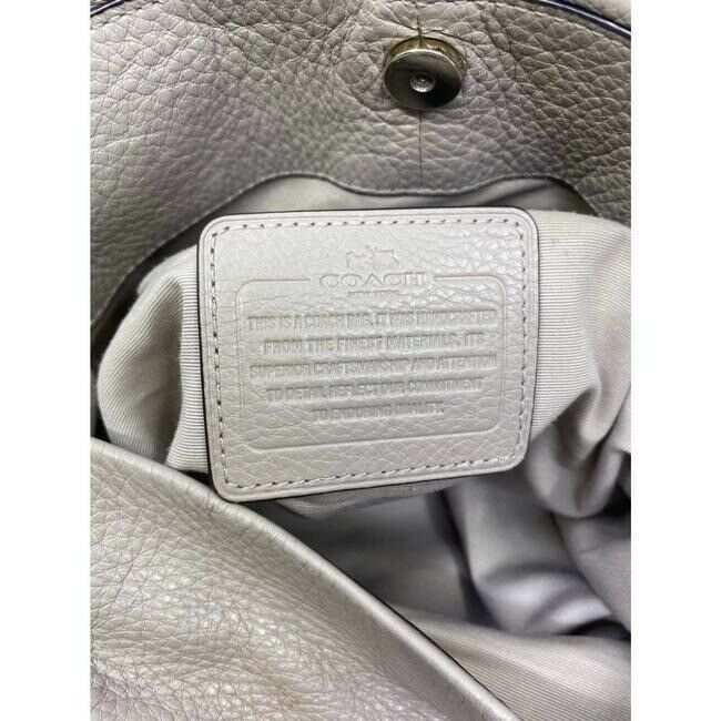 coach large eddie triple compartment beige leather shoulder bag