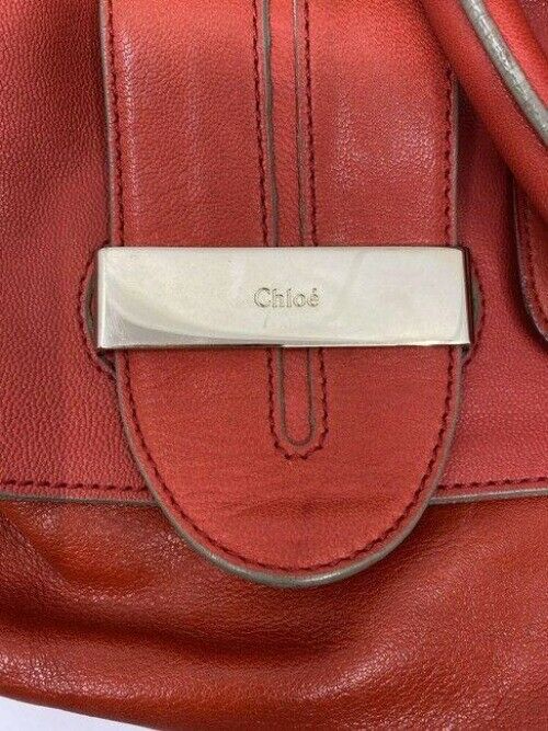 chloe red leather shoulder bag