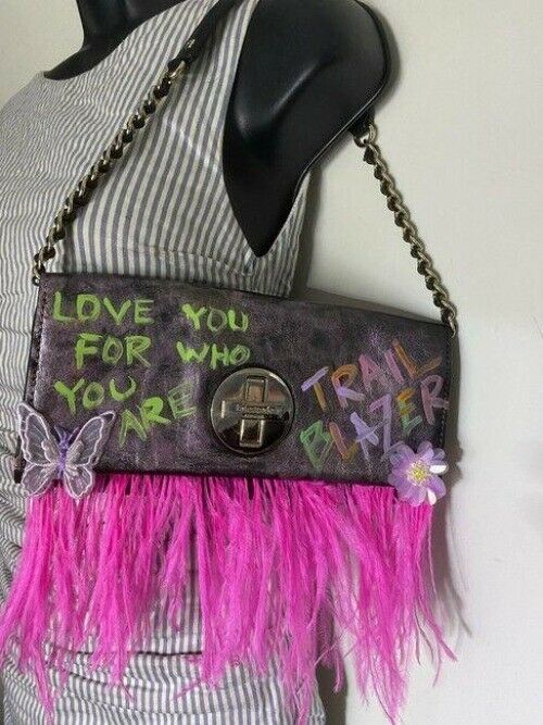 kate spade w hand customized by me w applique street black pink hobo bag