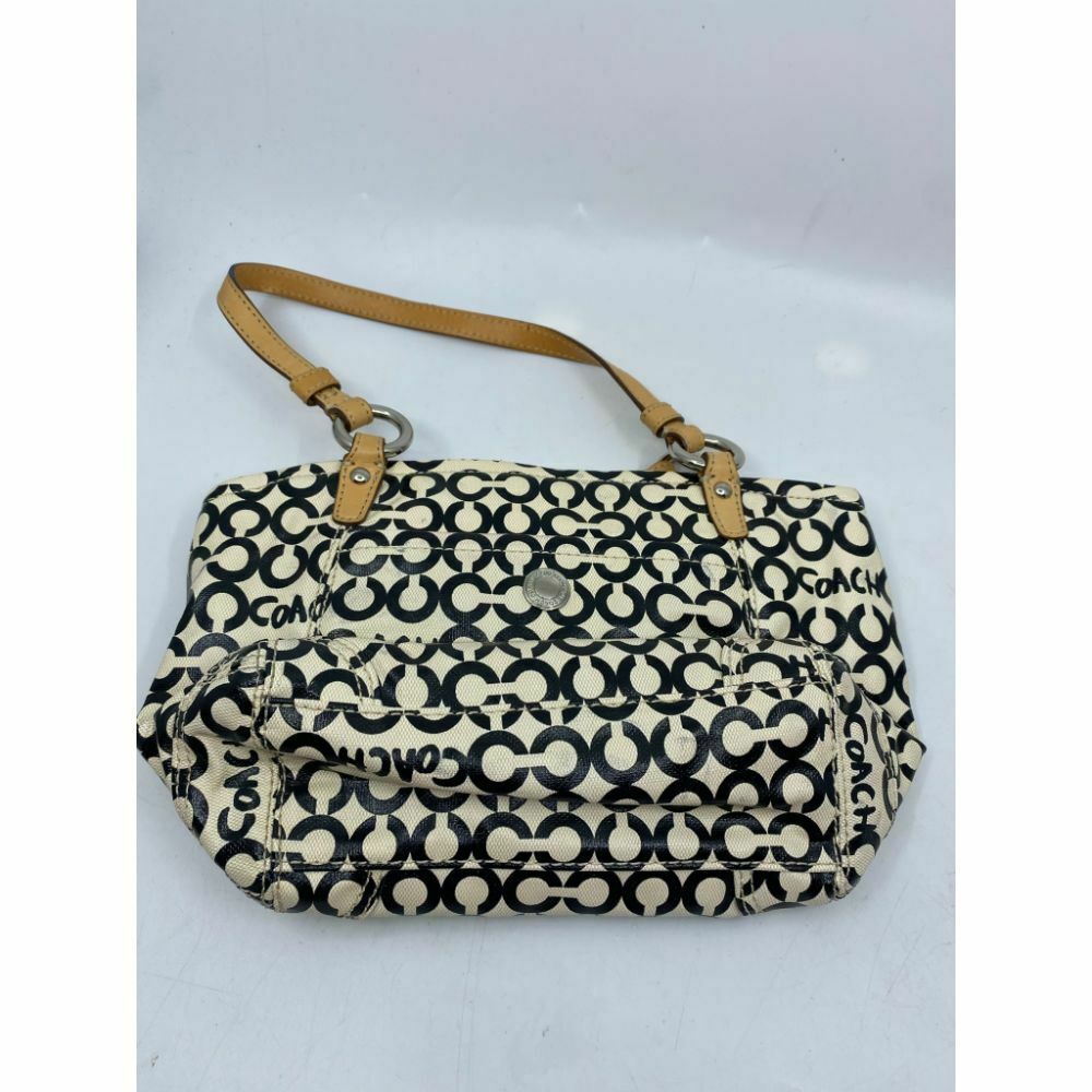 Coach Cream Black Coated Canvas Signature Handbag