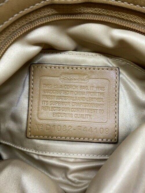 coach mini bag tan silver fabric tote