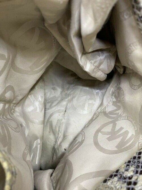michael kors bag snake print beige leather tote