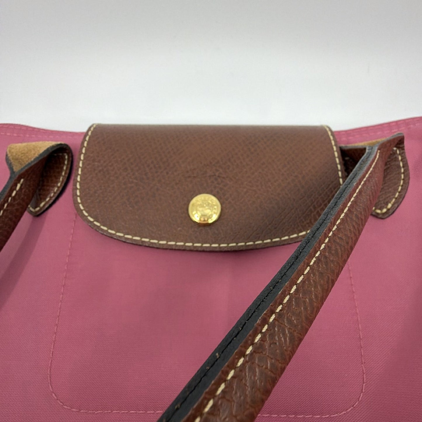 Longchamp Le Pliage Pink Nylon Leather Tote Bag