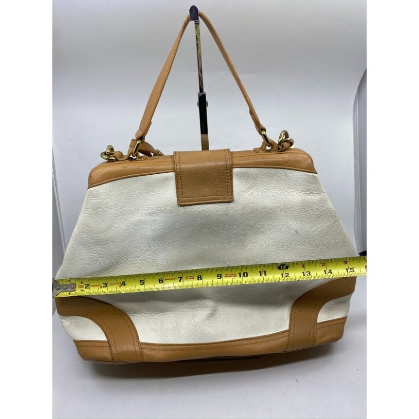 Emma Fox Large White Tan Tote Bag
