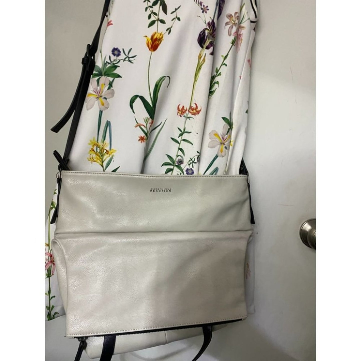 Kenneth Cole White Large Leather Crossbody Bag
