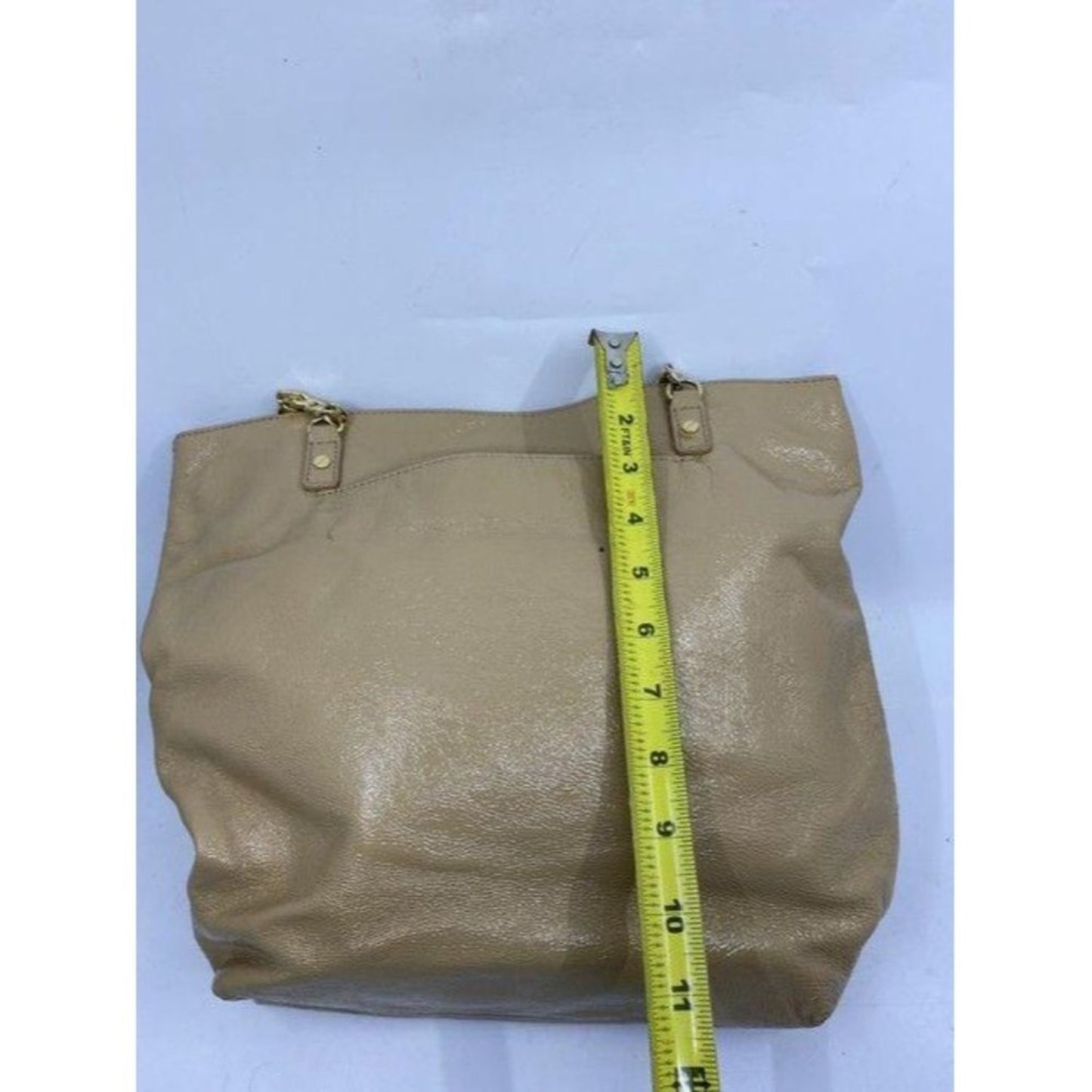 michael kors shopping tan patent leather tote