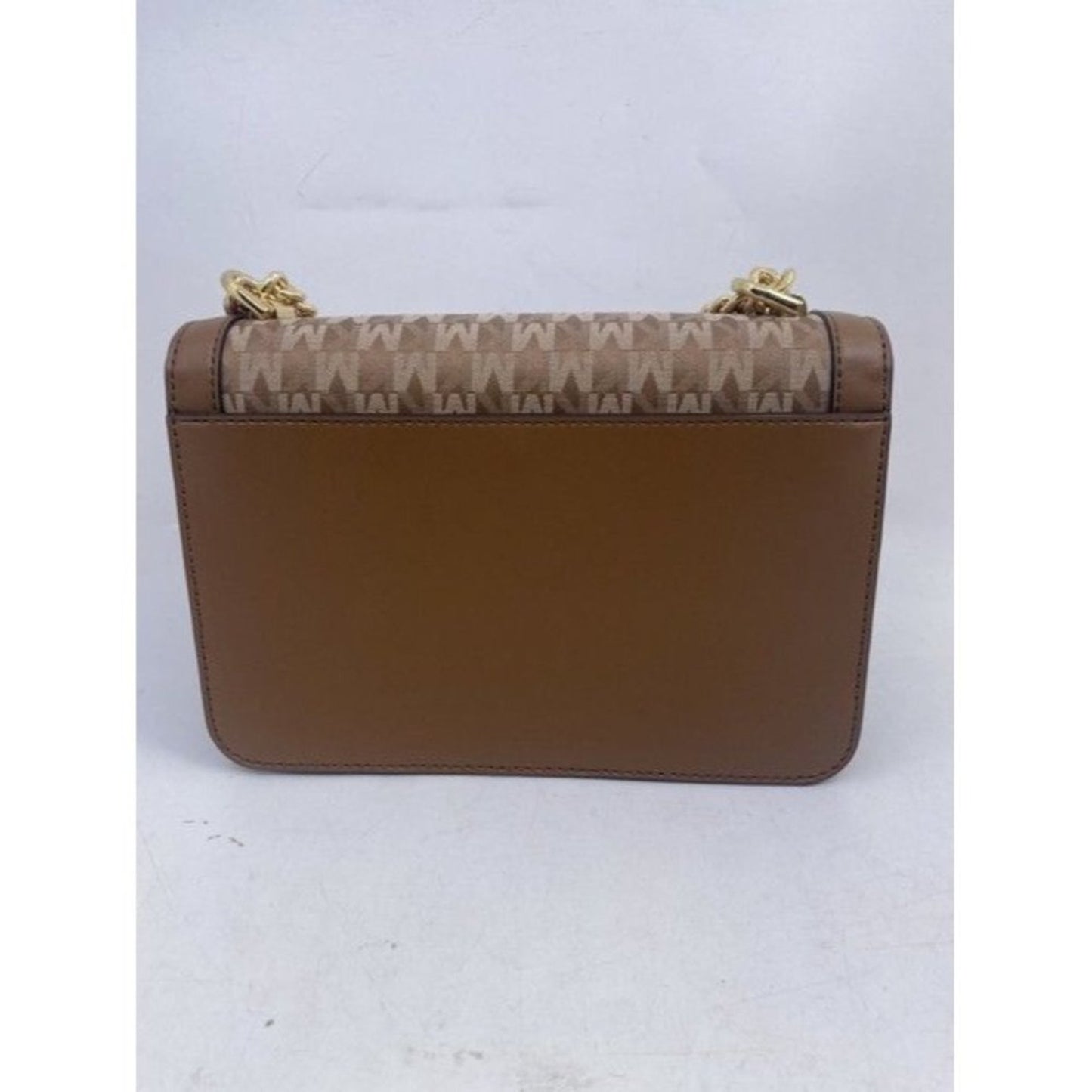 Michael Kors New Medium Logo Allover Brown Coated Canvas Cross Body Bag