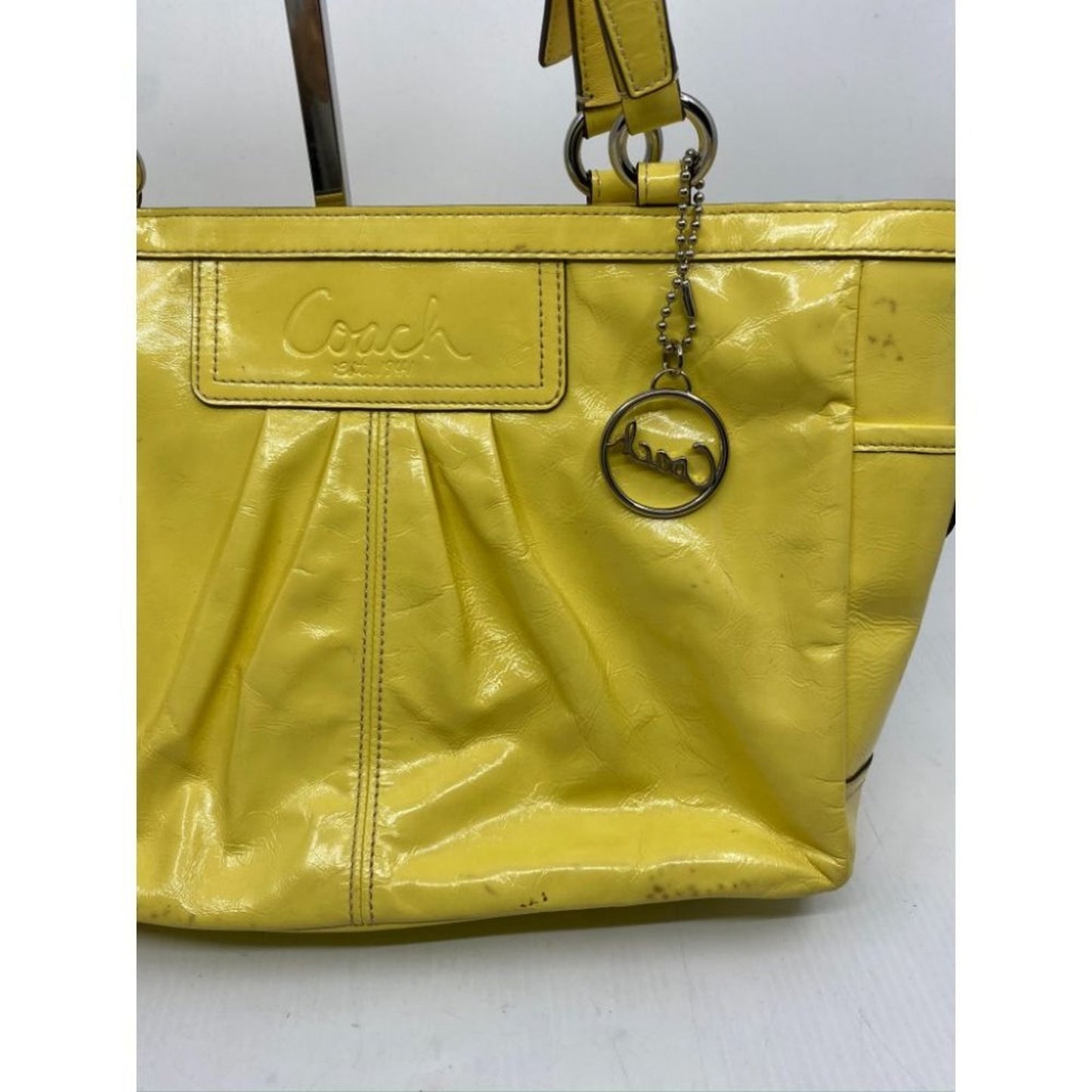 COACH Medium Patent Leather Shoulder Bag Yellow