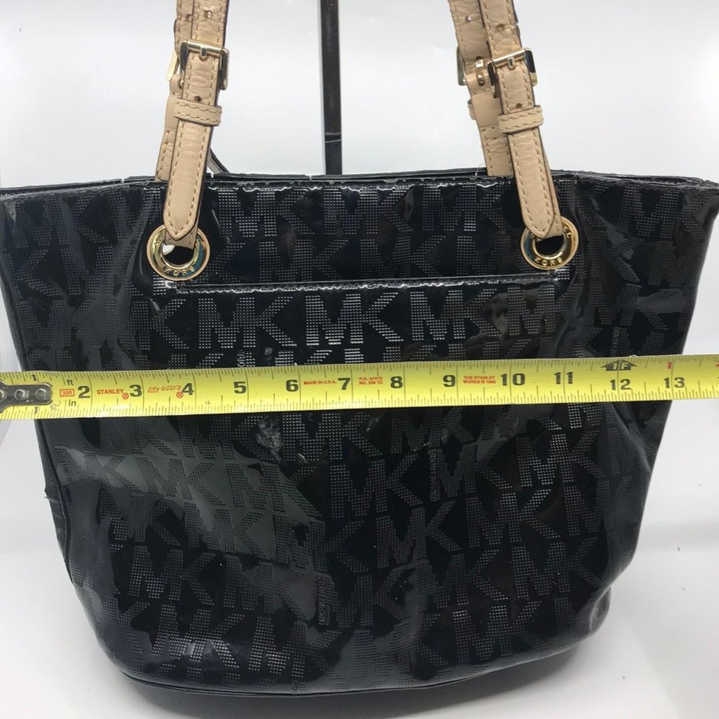 Michael Kors Black Cream Patent leather Tote Bag