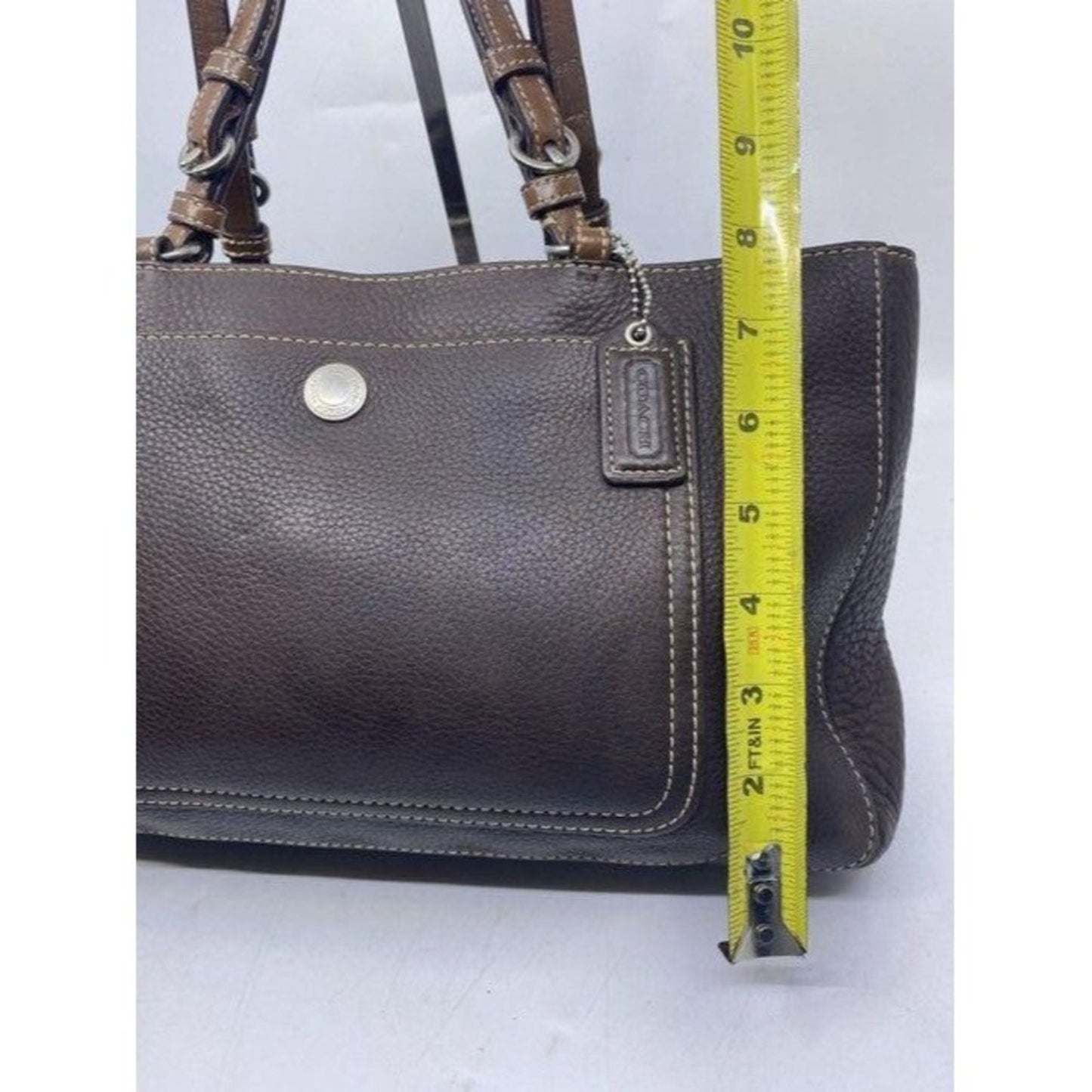 coach medium bag handbag brown leather shoulder ba