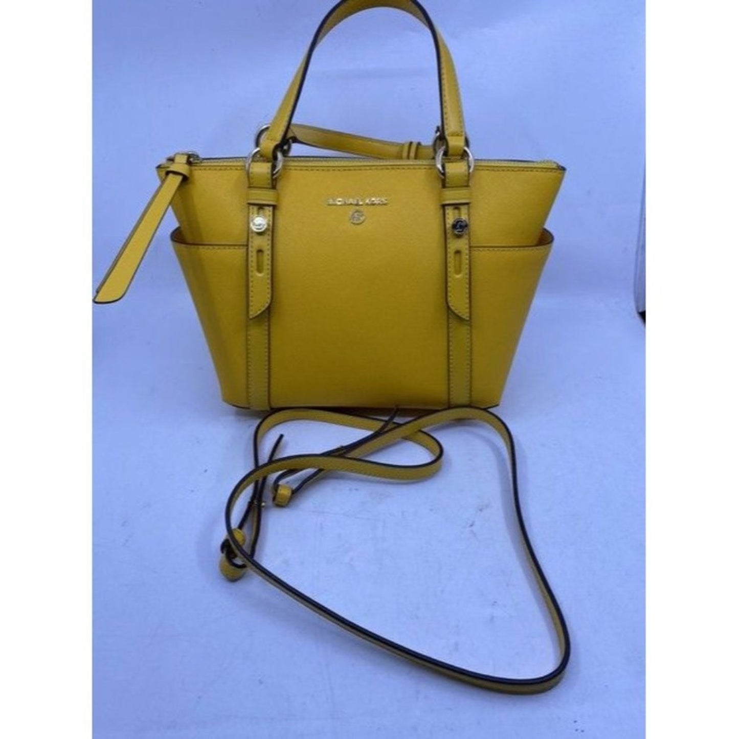 Michael Michael Kors Small Sullivan Convertible Top Zip Tote Yellow Leat…