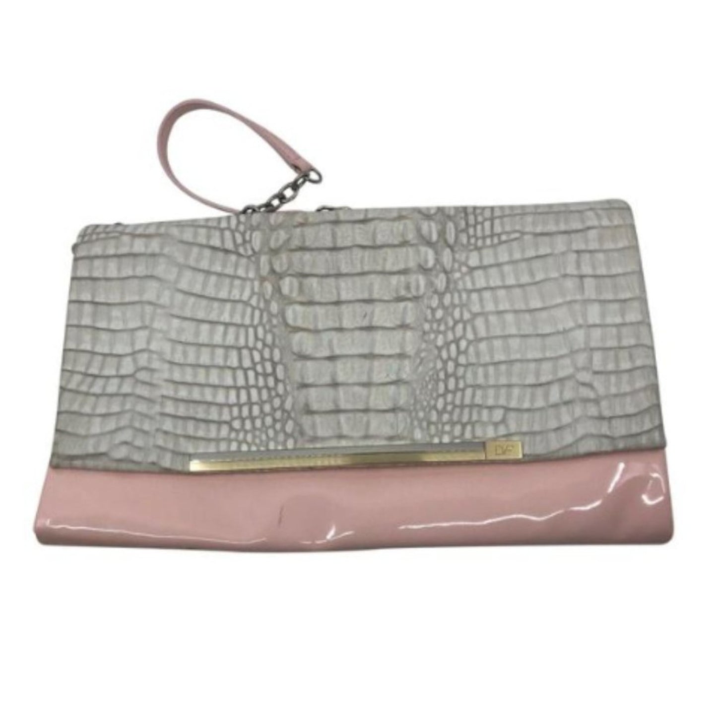 DIANE VON FURSTENBERG White Croc Embossed Shoulder