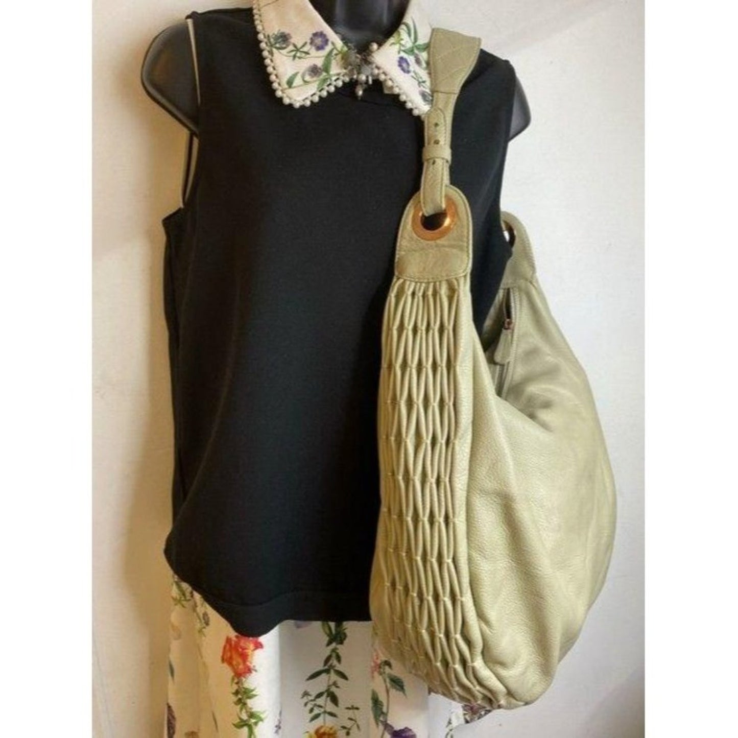 goldenbleu tote large cream leather shoulder bag