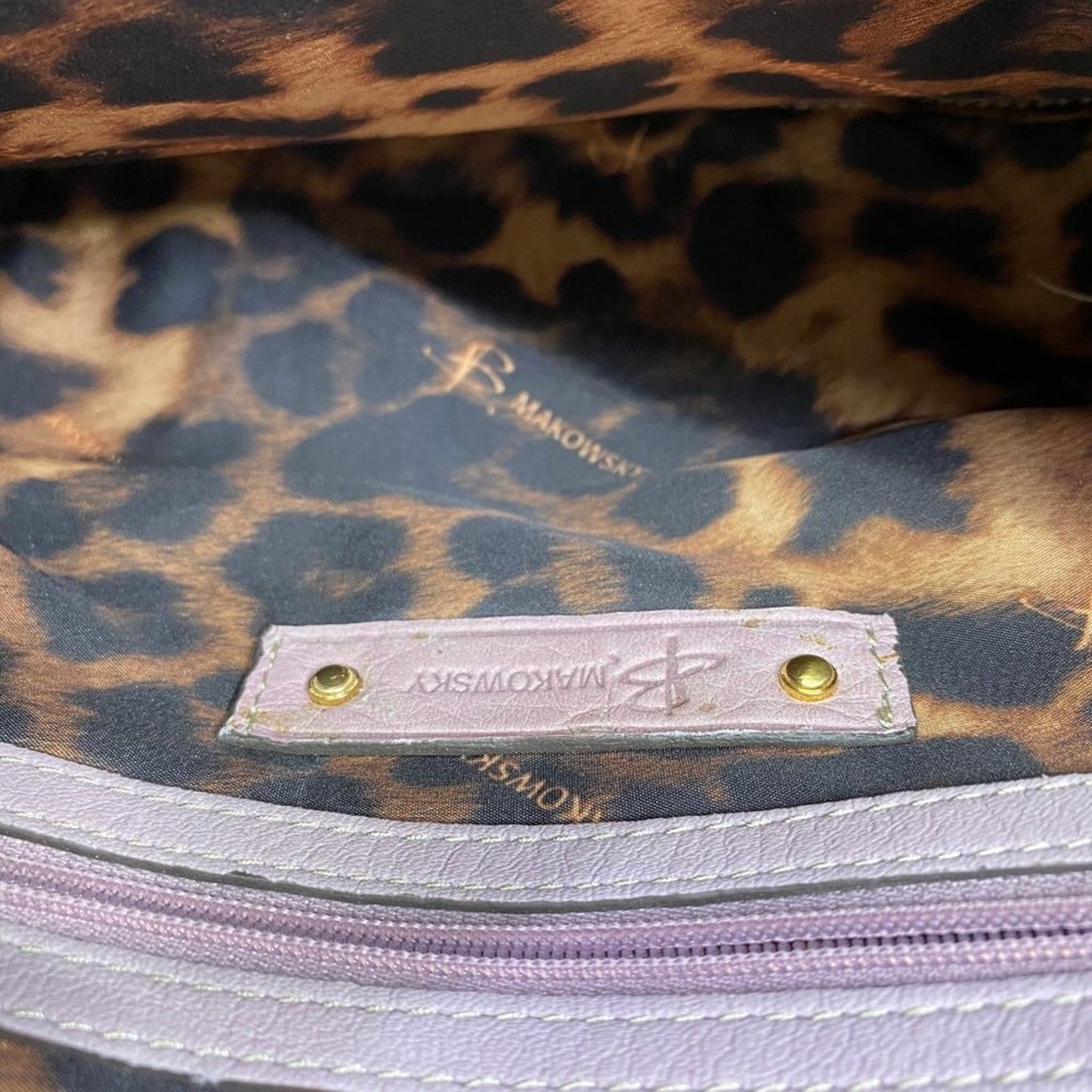 B. Makowsky Tan/ White Small Leather Crossbody