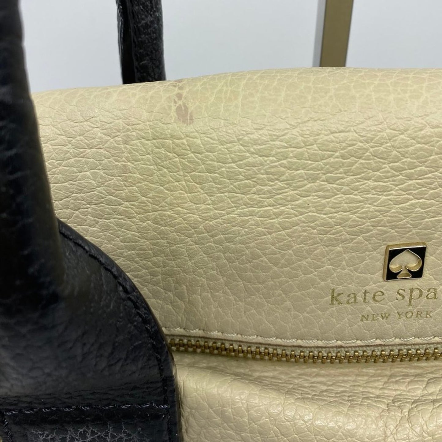 Kate Spade Cream Black Large Leather Shoulder Bag